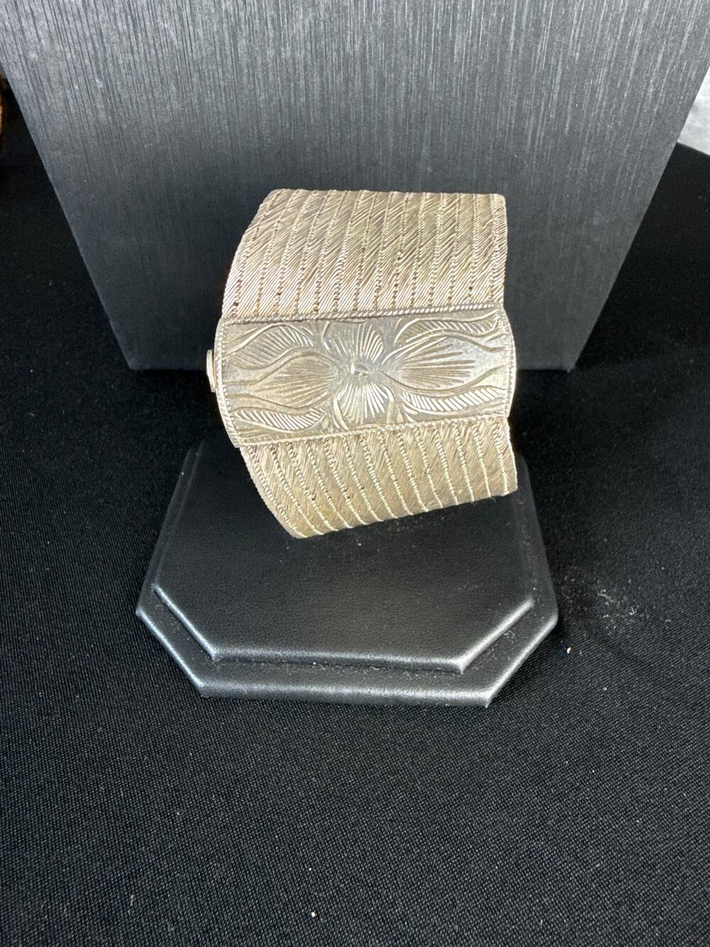 Vintage Silver tone Woven Cuff Bracelet